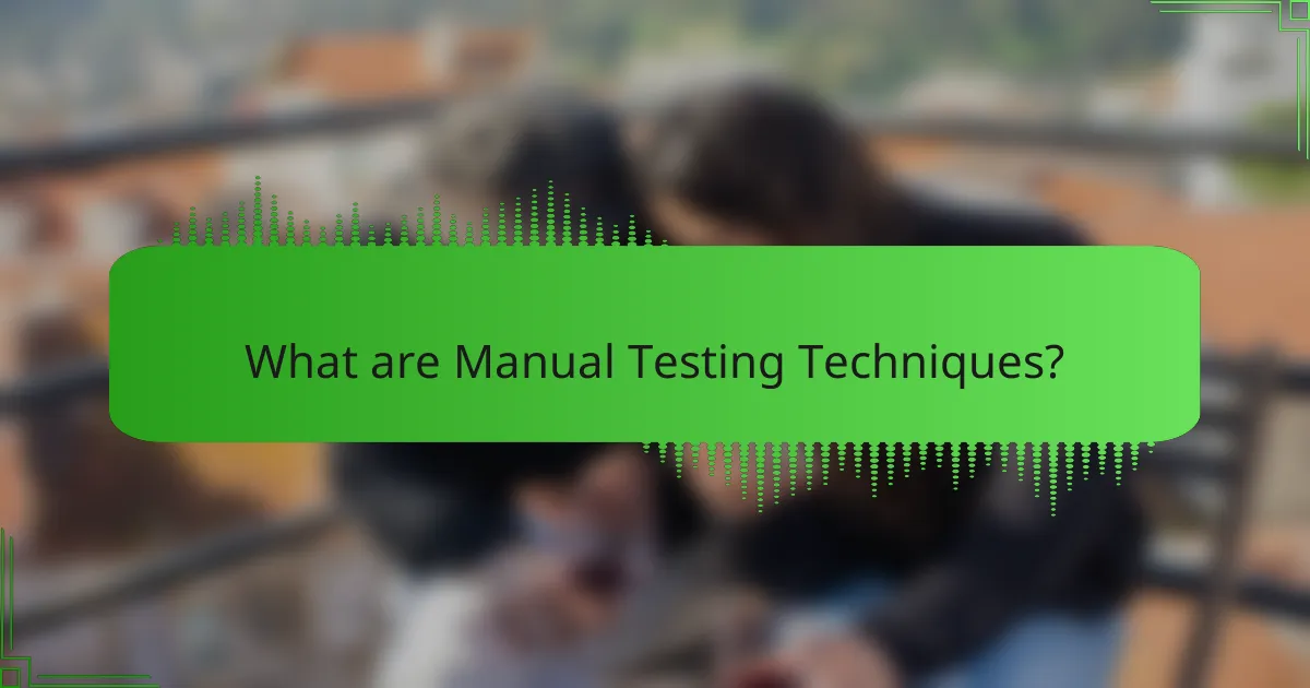 What are Manual Testing Techniques?