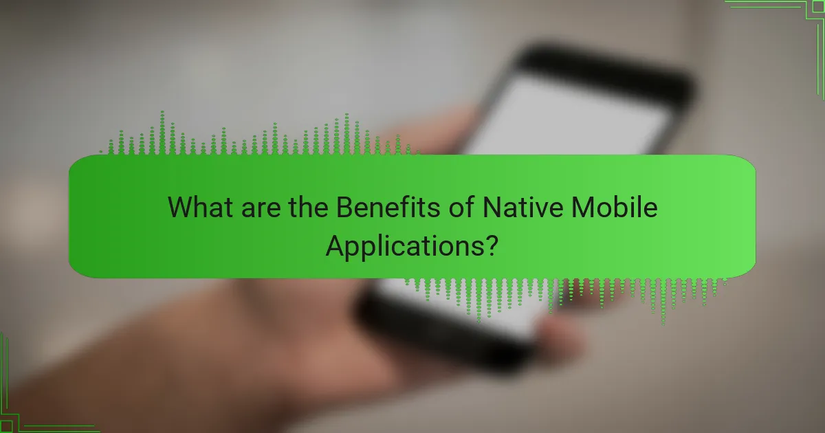 What are the Benefits of Native Mobile Applications?